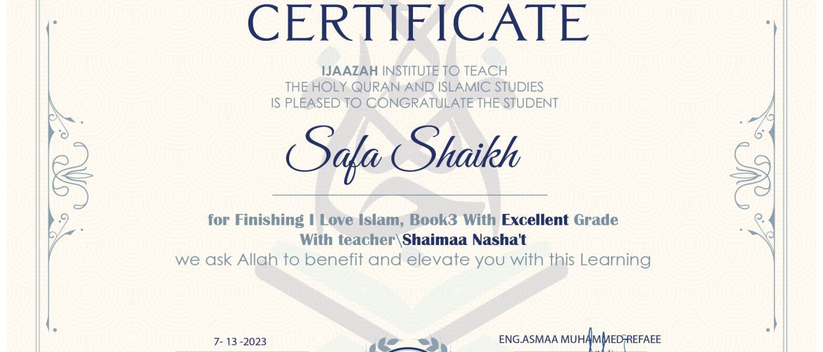 | Safa Shaikh | IJAAZAH