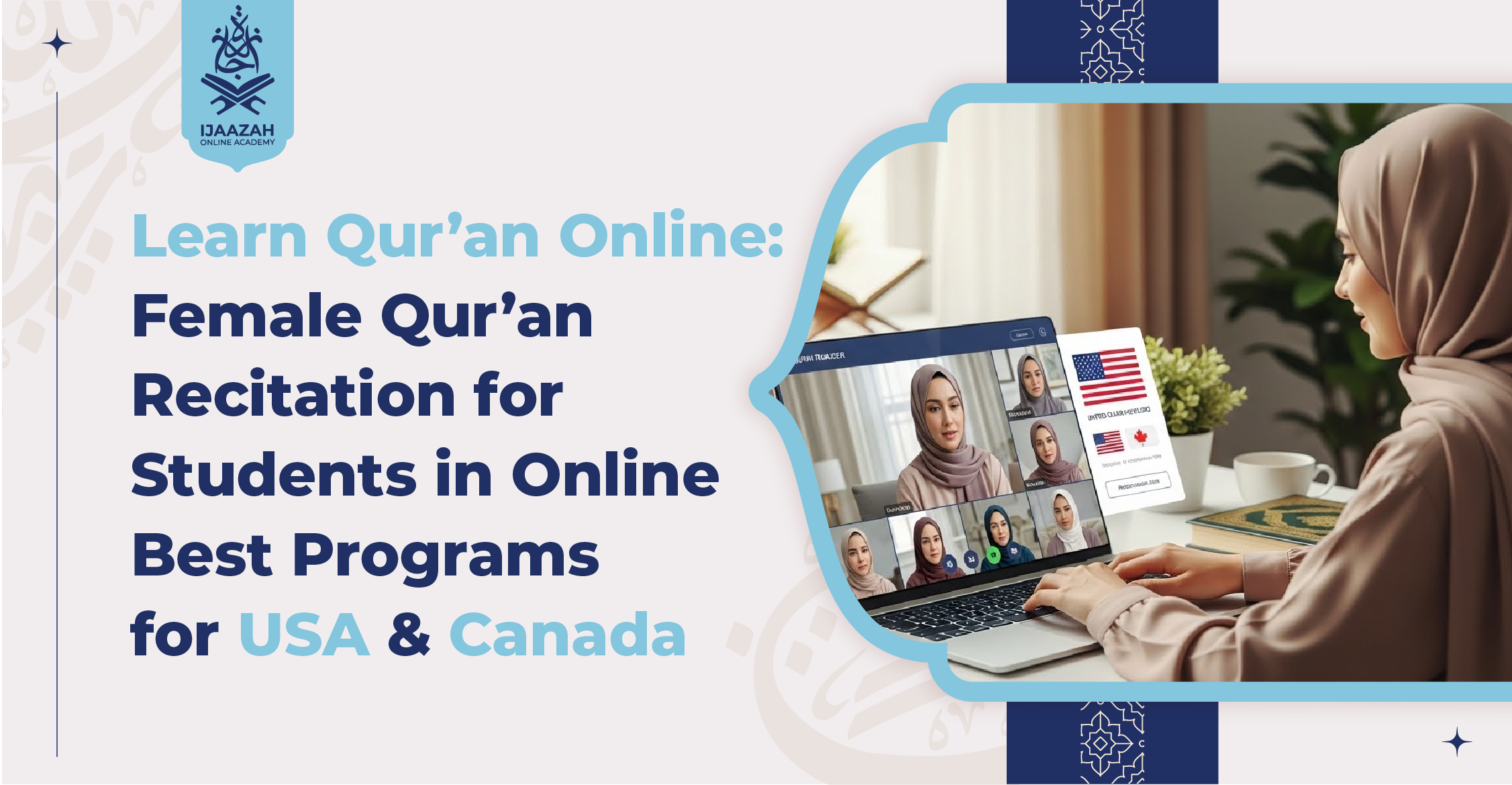 Learn Qur’an Online: Female Qur’an Recitation for Students in Online Best Programs for USA & Canada Are you looking for a respectful, women-friendly way to learn and recite the Qur’an online—whether you’re a student, professional, parent, or teen in North America? At Ijaazah Academy, our female-led Qur’an recitation programs are designed to provide comfort, structure, and guidance for women, girls, and families. With flexible schedules, expert teachers, and a supportive environment, our programs take you step by step—from Noorani Qaida foundations to tajweed mastery, hifz (memorization), and even ijazah certification. Why Choose Female Qur’an Teachers Online? 1. Comfort & Confidence Many women and girls feel more comfortable learning from female teachers. This creates a safe, relatable space where students can ask questions freely and build confidence. Parents also appreciate this option for their daughters, especially pre-teens and teens. 2. Role Models & Inspiration Female Qur’an instructors serve as role models who demonstrate not just recitation skills but also adab (manners) and dedication to faith. 3. Flexible Schedules for USA & Canada Our online classes are designed for EST, CST, MST, and PST time zones—with evening and weekend options for working families, professionals, and students. 4. Safe & Family-Friendly Learning No inappropriate images or distractions Parents can quietly observe children’s lessons Progress reports and short feedback clips keep families updated Our Qur’an Learning Path Step 1: Noorani Qaida Foundations Start with letter recognition, makharij (articulation points), and basic tajweed rules. Perfect for beginners, reverts, and children. Step 2: Fluency & Tajweed Practice Students progress to smooth recitation with correct tajweed. Supervised khitmah (full recitation) ensures accuracy and flow. Step 3: Hifz (Memorization) & Retention Using spaced repetition techniques, students gradually memorize the Qur’an while reviewing old lessons. Families receive practical trackers and achievable weekly goals. Step 4: Ijazah Program (Optional) For advanced students, we offer the opportunity to earn ijazah certification—a recognized teaching license with a connected chain of narration (isnad). Tailored Programs for Different Learners Women & Girls: From Noorani Qaida to advanced tajweed, hifz, and ijazah readiness. Professionals in USA & Canada: Flexible 30-minute sessions during lunch breaks or evenings, with micro-assignments to stay consistent. Teenagers: Engaging sessions with leaderboards, recitals, and group encouragement—available for both male and female students. Families: Parents and siblings can study together with structured feedback and routines to strengthen family bonds. Commonly Requested Surahs & Topics Students often ask to focus on surahs such as: Surah Al-Fatihah – foundation of daily prayer Surah Yaseen – often recited for blessings and reflection Surah Al-Mulk – nightly protection and reflection Surah Ar-Rahman – rhythmic, uplifting recitation for beginners We also provide clear answers to frequently asked questions like: What is tajweed and why is it important? How many surahs are in the Qur’an? (114) What is an ayah? (a verse of the Qur’an) How do I practice dhikr and daily duas? What to Expect in a 30-Minute Online Qur’an Class Warm-Up (3–5 minutes) – Review last lesson New Material (10–12 minutes) – Tajweed rule + new verses Guided Recitation (10–12 minutes) – Practice with corrections Wrap-Up (2–3 minutes) – Homework: short recording, one dua, or one verse Building a Steady Qur’an Routine Small daily goals – 10 minutes daily is better than one long weekly session Tie recitation to prayer times – consistency grows naturally Adapt to your schedule – school breaks, work hours, or family time Celebrate micro-progress – one corrected letter, one memorized dua, one smoother page FAQs: Learning Qur’an Online How long does it take to learn Qur’an recitation? With 2–3 weekly live sessions + daily practice, beginners can read simple lines in 6–12 weeks. Full fluency depends on consistency. Can I learn Qur’an with English translation? Yes. We recite in Arabic with tajweed, then review meanings through reliable translations for deeper understanding. What is ijazah? Ijazah is a teaching license granted after reading to a certified teacher with a verified chain of narration. Can families learn together? Absolutely. Many parents study alongside their children for encouragement and bonding. Start Your Qur’an Journey Today At Ijaazah Academy, we believe the Qur’an should be learned with peace, sincerity, and consistency. As the Prophet ﷺ said: “The best of you are those who learn the Qur’an and teach it.” (Sahih al-Bukhari, 5027) Take the first step today: Book a free trial class Choose your ideal schedule Begin with Surah Al-Fatihah or Juz Amma and build from there With dedicated female teachers, flexible times, and structured programs, you can recite Qur’an with tajweed, memorize confidently, and grow spiritually—right from your home in the USA or Canada.